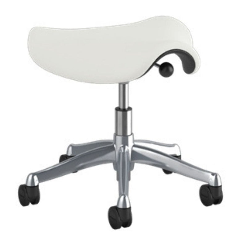 Humanscale Freedom Saddle and Pony Task Stool Polished Aluminum / Lotus White / Freedom Saddle - Smart Live Now 2021