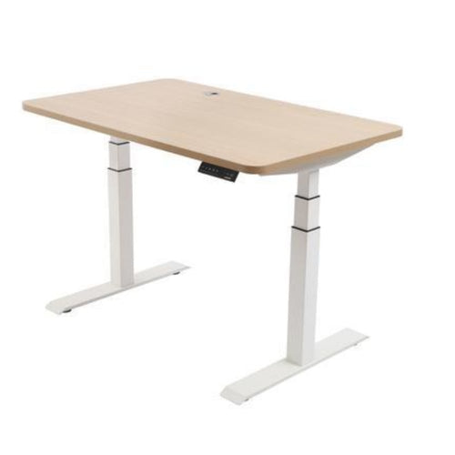EFFYDESK Business Office Sit Stand Desk (Height Adjustable Electric Standing Desk) - Small Small 120x75x2.5cm / White / Oak Wood - Smart Live Now 2021