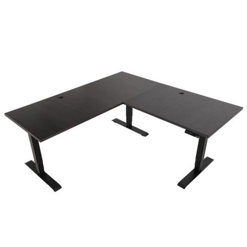 EFFYDESK Executive Office Sit Stand L-Desk (Height Adjustable Electric Standing Desk) Large 180x180x75x2.5cm / Black / Oak Black - Smart Live Now 2021