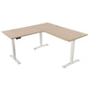 EFFYDESK Executive Office Sit Stand L-Desk (Height Adjustable Electric Standing Desk) Large 180x180x75x2.5cm / White / Oak Wood - Smart Live Now 2021