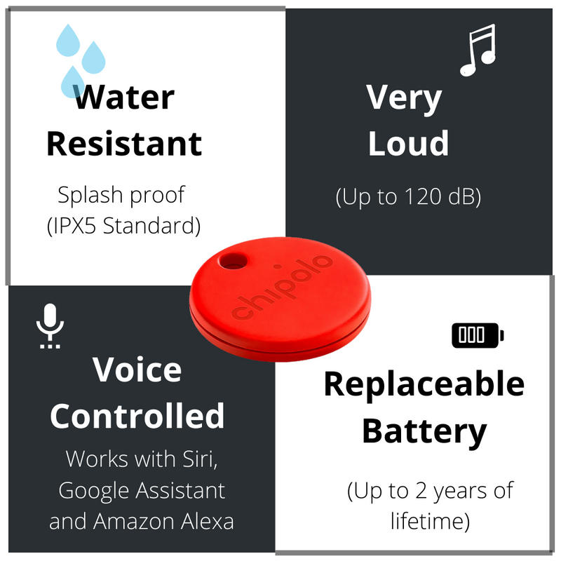 CHIPOLO ONE (4 PACK Bundle) - 💧 Resistant Smart Keyring For Finding Your Favorite Item  - Smart Live Now 2021