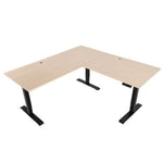 EFFYDESK Executive Office Sit Stand L-Desk (Height Adjustable Electric Standing Desk) Large 180x180x75x2.5cm / Black / Oak Wood - Smart Live Now 2021